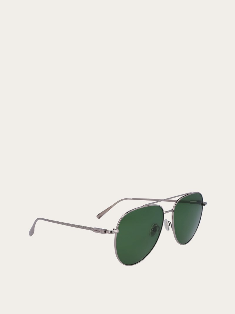 Ferragamo | Men's Sunglasses - Silver/Green