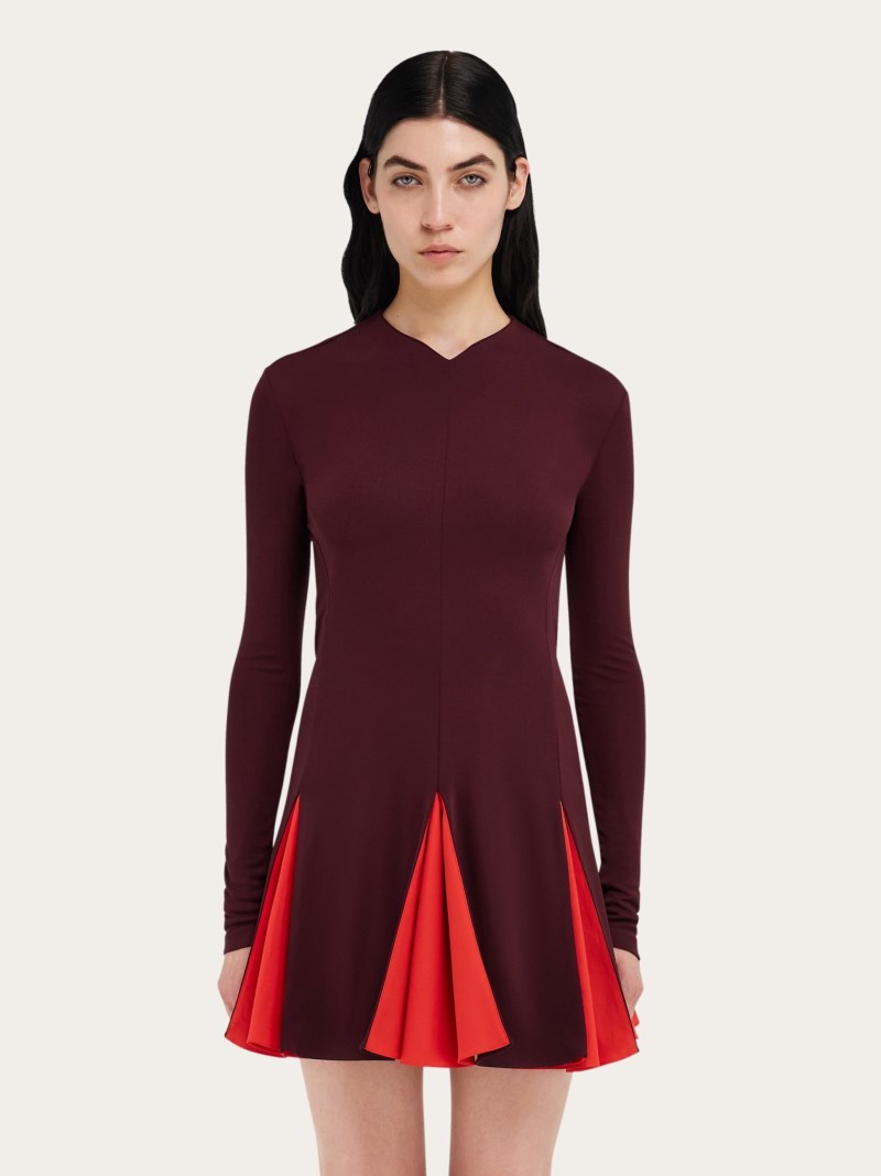 Ferragamo | Women's Colors Block Skater Dress - Oxblood