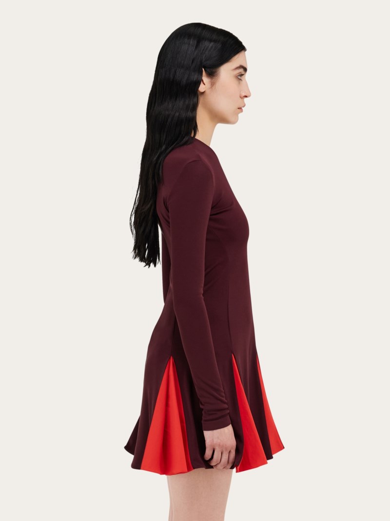 Ferragamo | Women's Colors Block Skater Dress - Oxblood