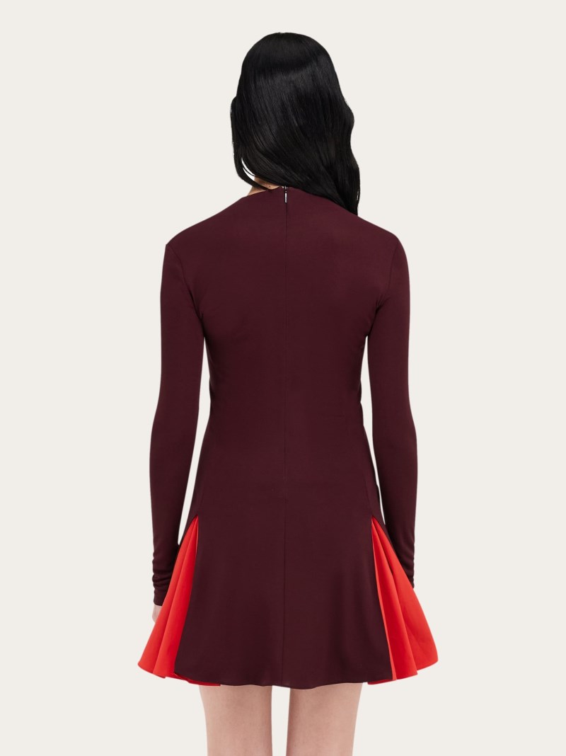 Ferragamo | Women's Colors Block Skater Dress - Oxblood