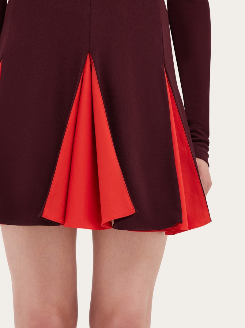 Ferragamo | Women's Colors Block Skater Dress - Oxblood