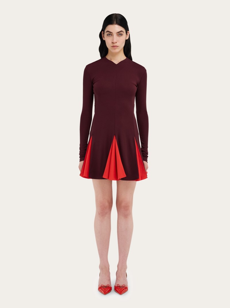 Ferragamo | Women's Colors Block Skater Dress - Oxblood