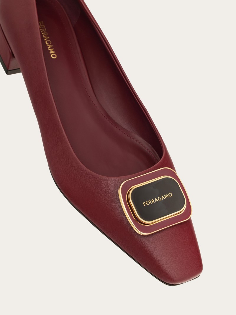 Ferragamo | Women's New Vara Plate Pump - Burgundy