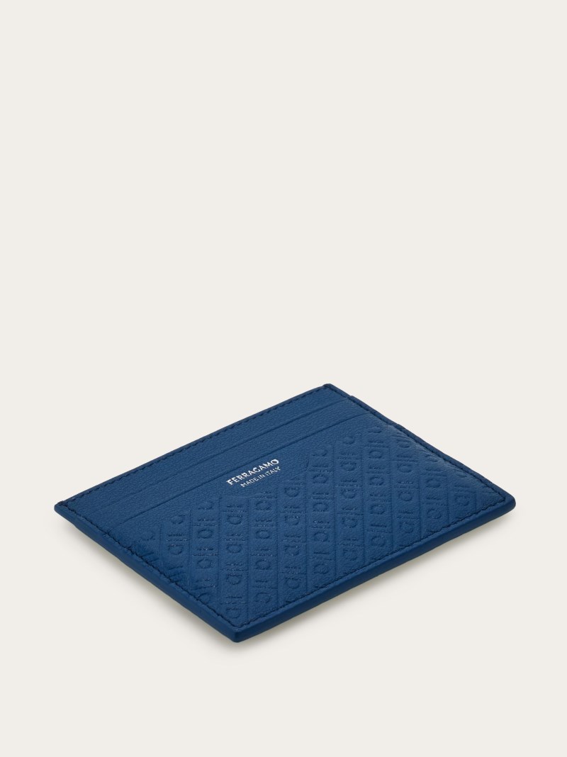 Ferragamo | Men's Monogram Credit Card Holder - Blue Teal