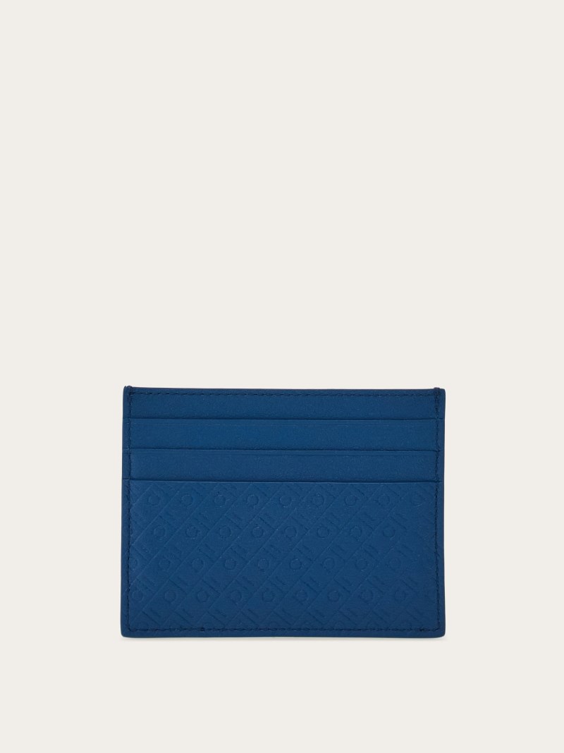 Ferragamo | Men's Monogram Credit Card Holder - Blue Teal