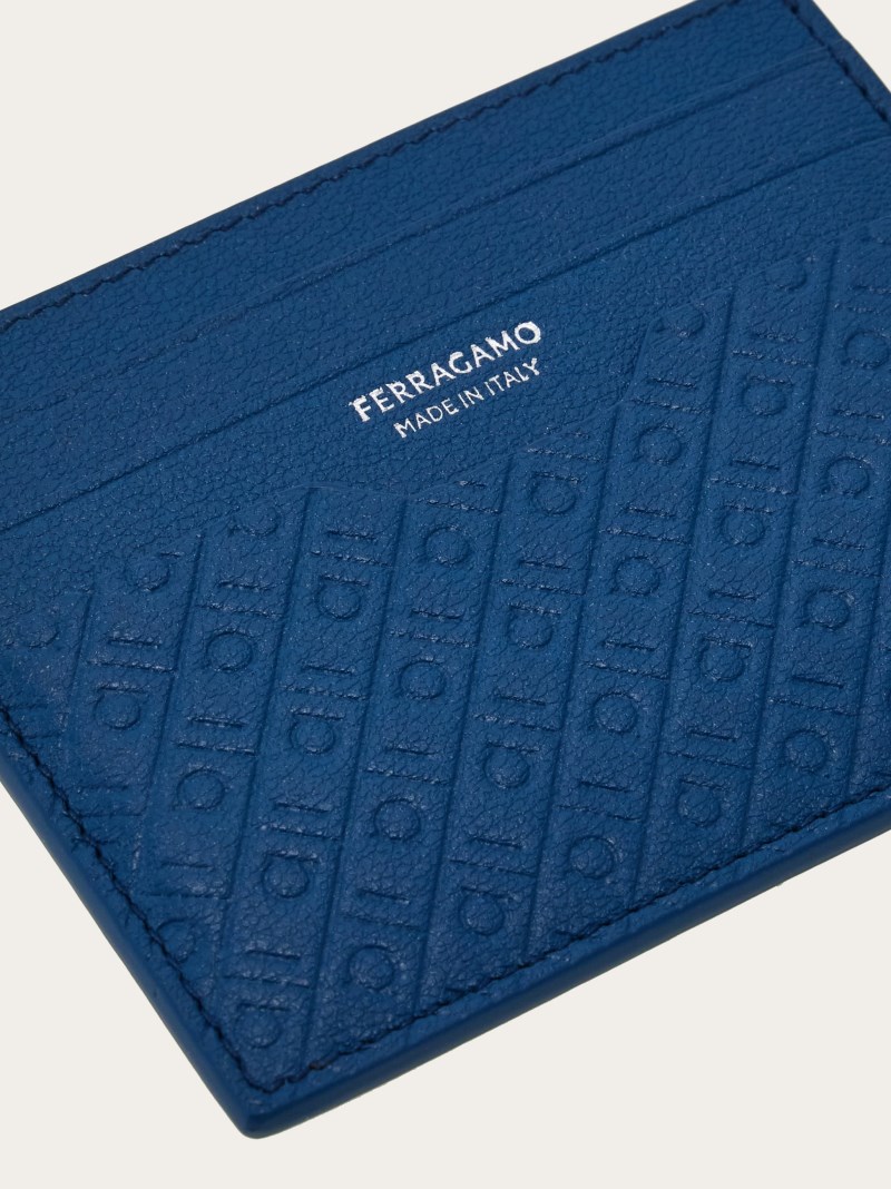 Ferragamo | Men's Monogram Credit Card Holder - Blue Teal