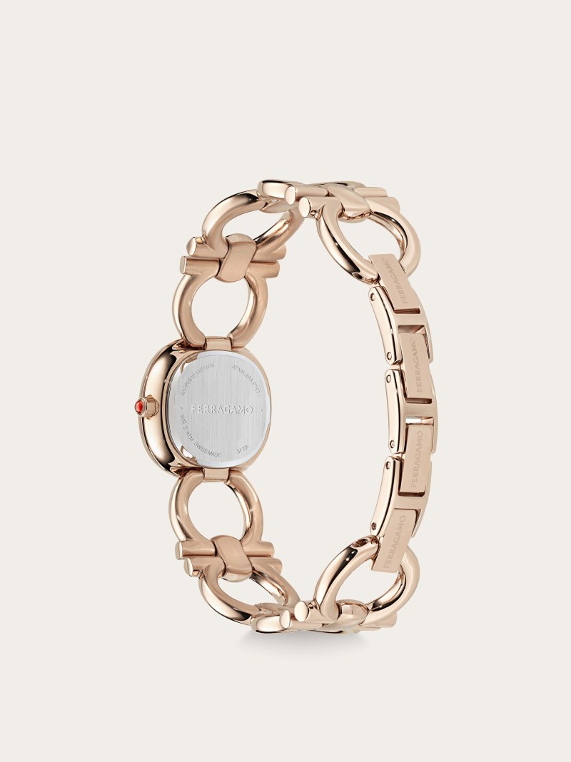 Ferragamo | Women's Double Gancini Watch - Ip Rose Gold/Black