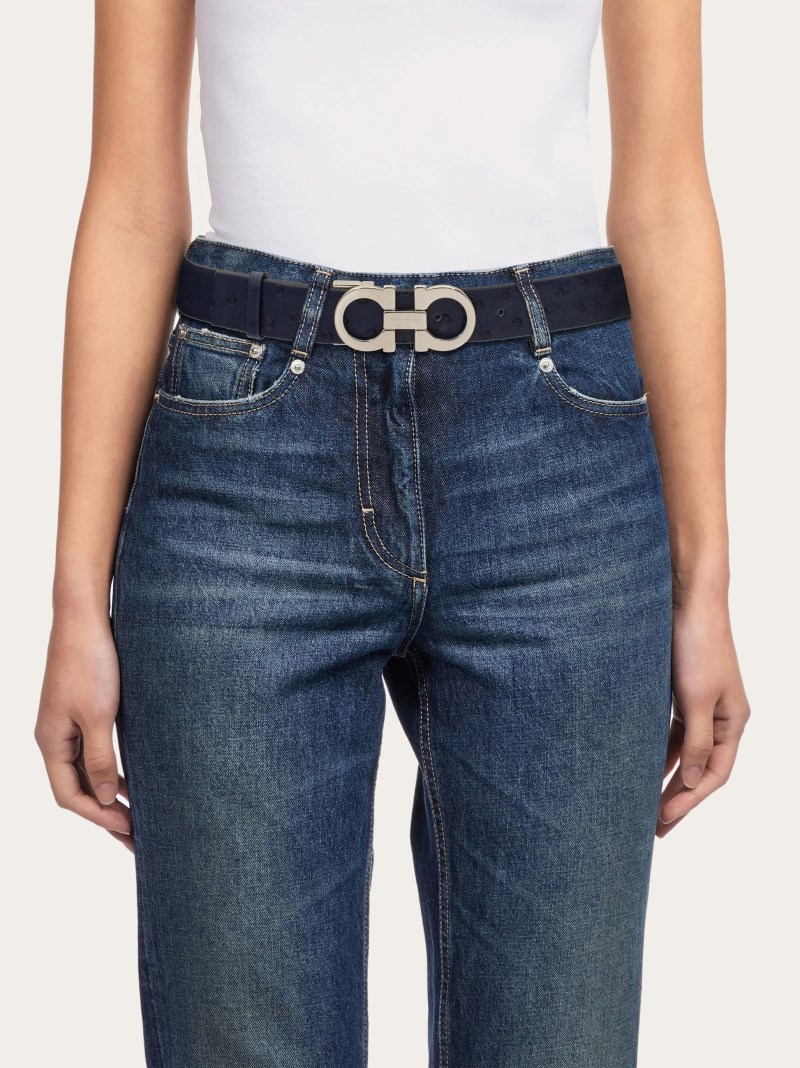 Ferragamo | Women's Adjustable Gancini Belt - Navy Blue
