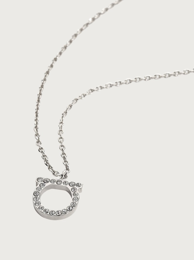 Ferragamo | Women's Gancini Crystals Necklace - Silver (L)