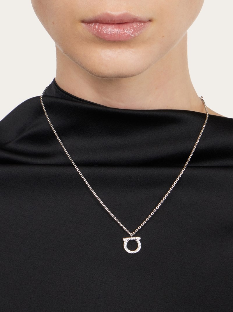 Ferragamo | Women's Gancini Crystals Necklace - Silver (L)