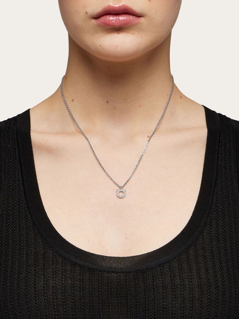 Ferragamo | Women's Gancini Crystals Necklace - Palladium (S)