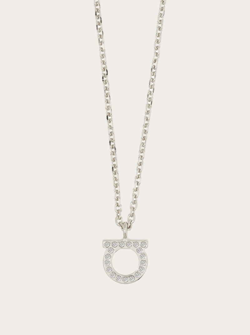 Ferragamo | Women's Gancini Crystals Necklace - Palladium (S)