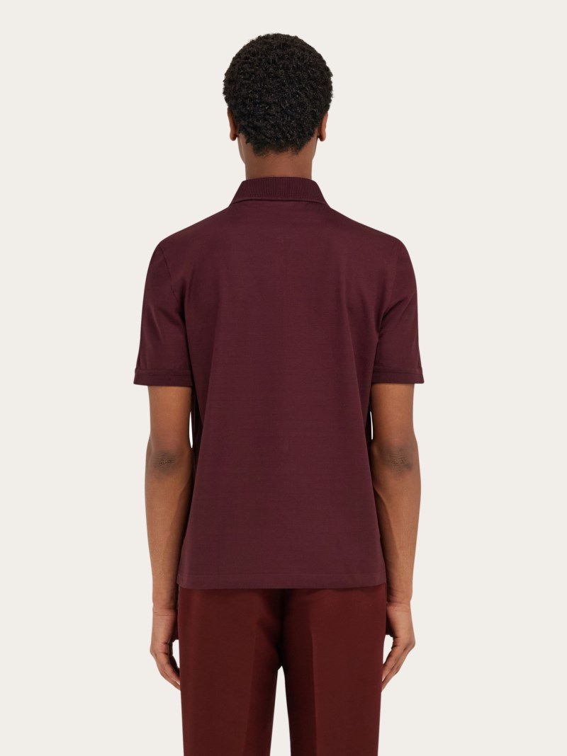 Ferragamo | Men's Polo Shirt With Zip Collar - Oxblood