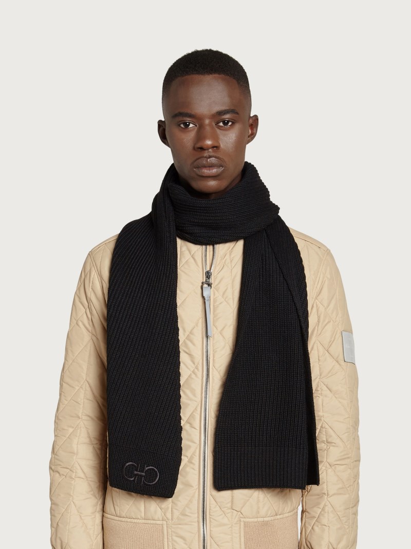 Ferragamo | Men's Wool Knitted Scarf - Black