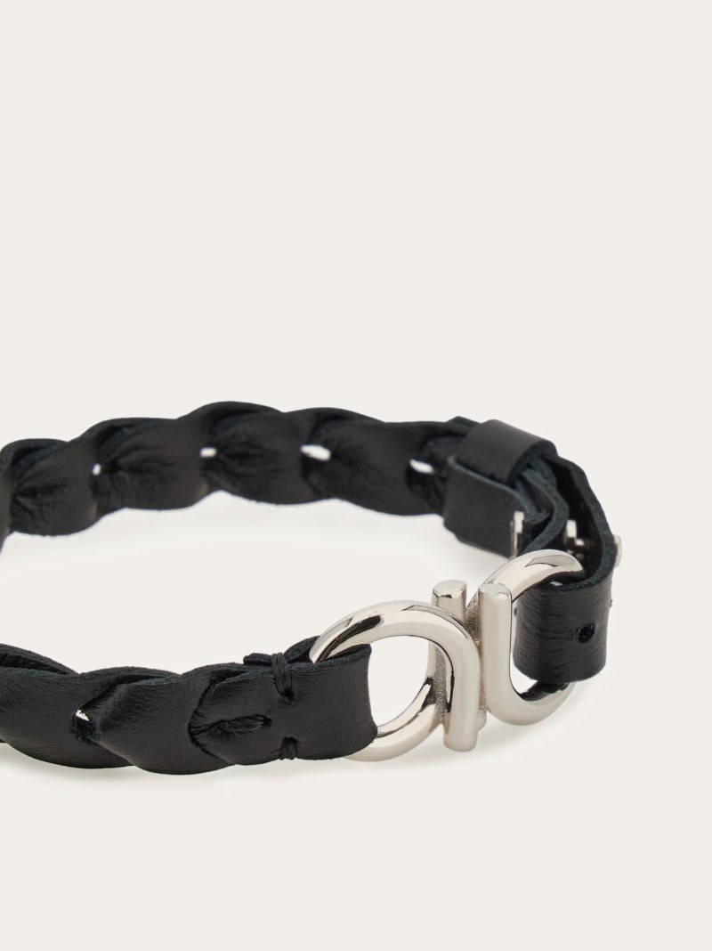 Ferragamo | Men's Braided Gancini Bracelet - Black