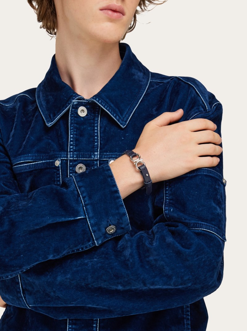 Ferragamo | Men's Braided Gancini Bracelet - Black