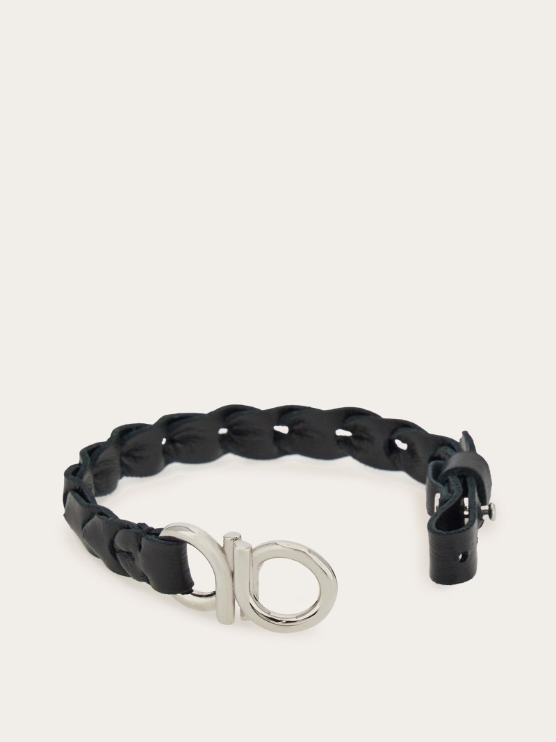 Ferragamo | Men's Braided Gancini Bracelet - Black