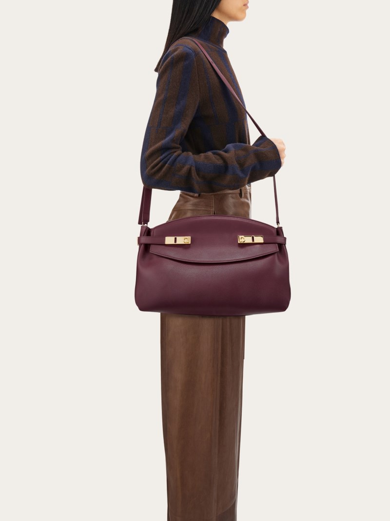 Ferragamo | Women's Hug Soft Crossbody Bag - Dark Barolo