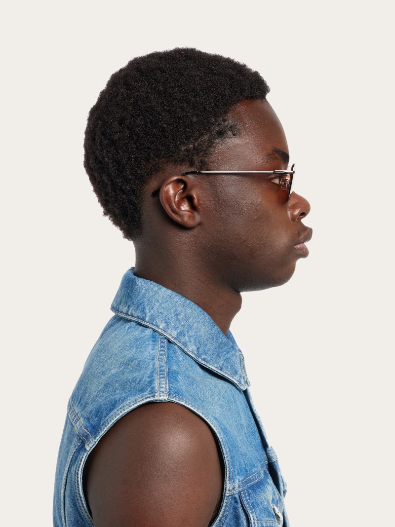 Ferragamo | Men's Sunglasses - Dark Gun/Orange