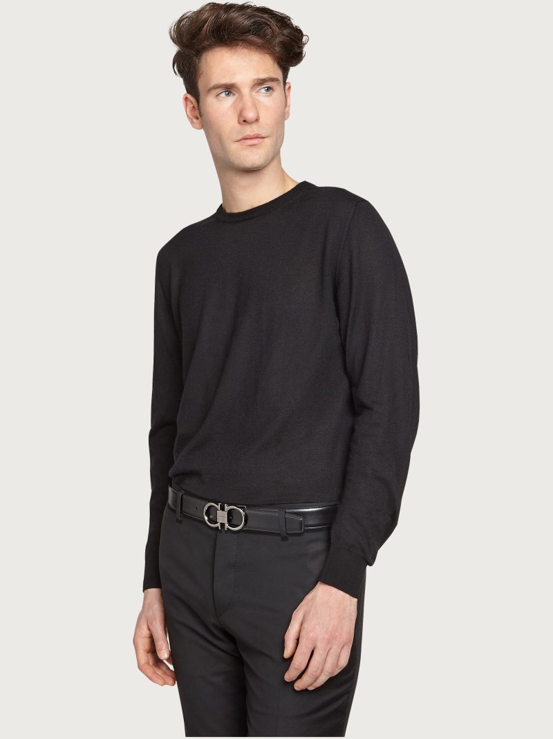 Ferragamo | Men's Reversible And Adjustable Gancini Belt - Black/Hickory
