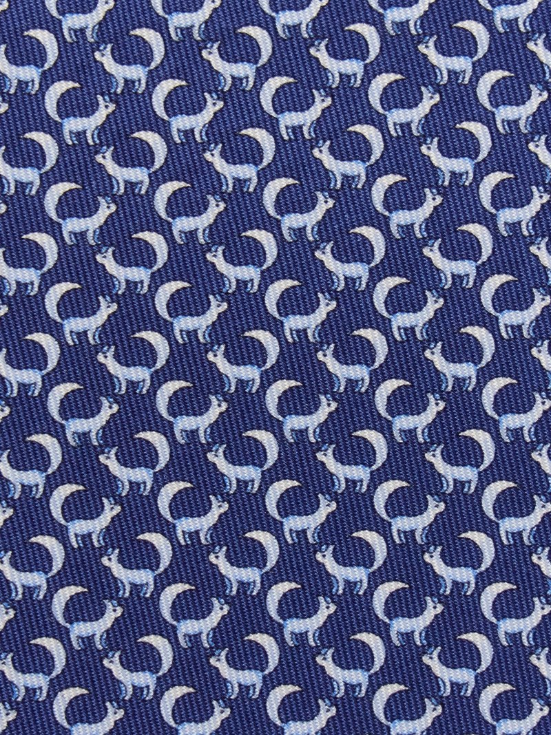 Ferragamo | Men's Paw Print Silk Tie - Navy Blue