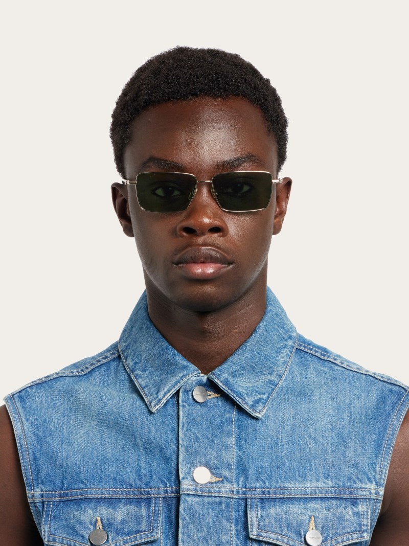 Ferragamo | Men's Sunglasses - Light Gold/Green