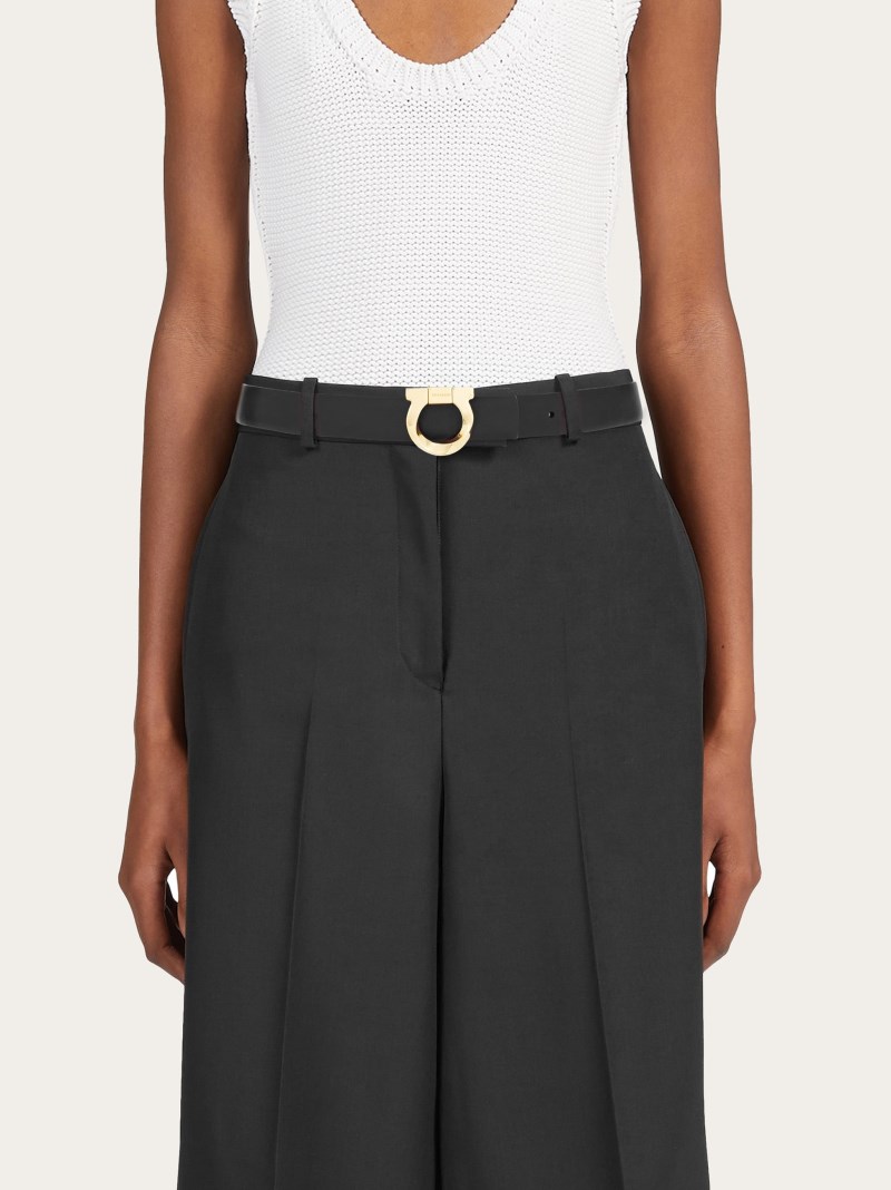 Ferragamo | Women's Reversible Belt With Torchon Gancini - Black/Flame Red