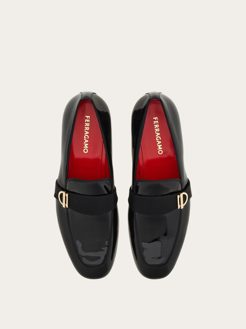 Ferragamo | Men's Moccasin With Gancini Ornament - Black