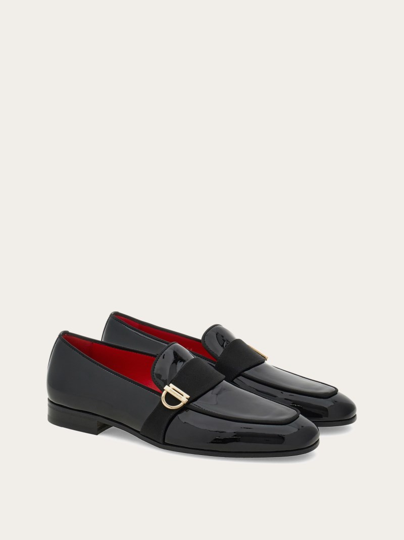 Ferragamo | Men's Moccasin With Gancini Ornament - Black