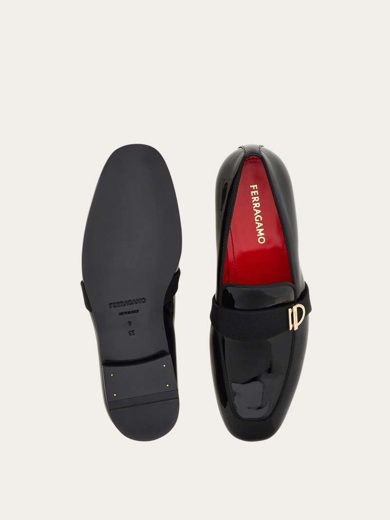 Ferragamo | Men's Moccasin With Gancini Ornament - Black