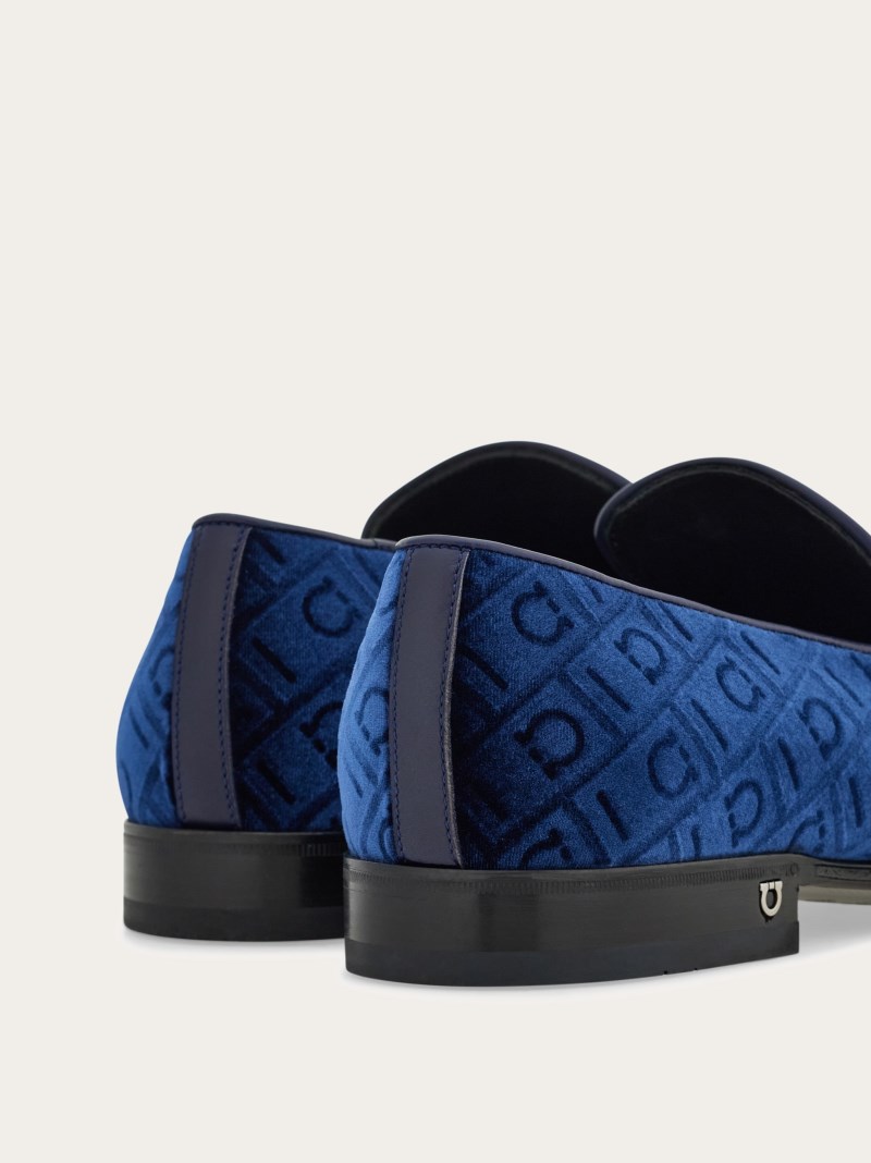Ferragamo | Men's Velvet Loafer - Navy Blue