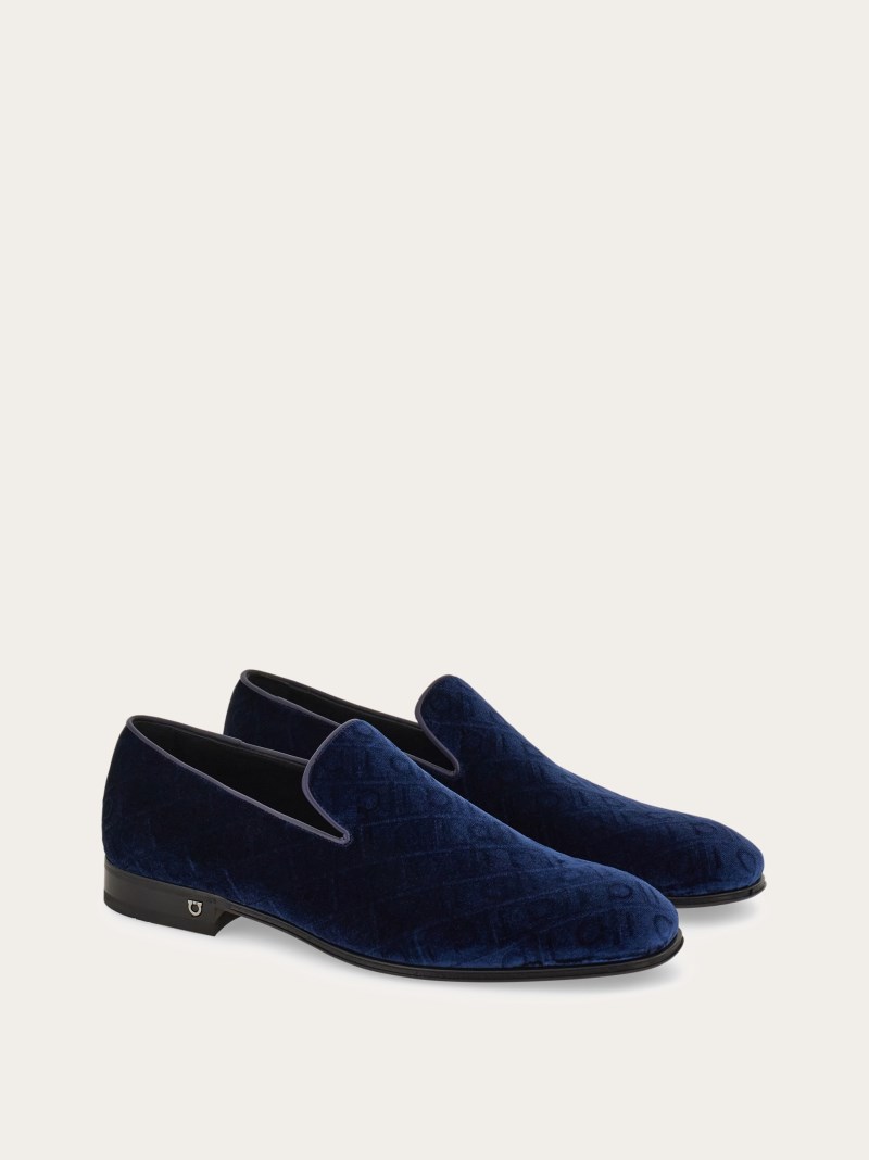 Ferragamo | Men's Velvet Loafer - Navy Blue