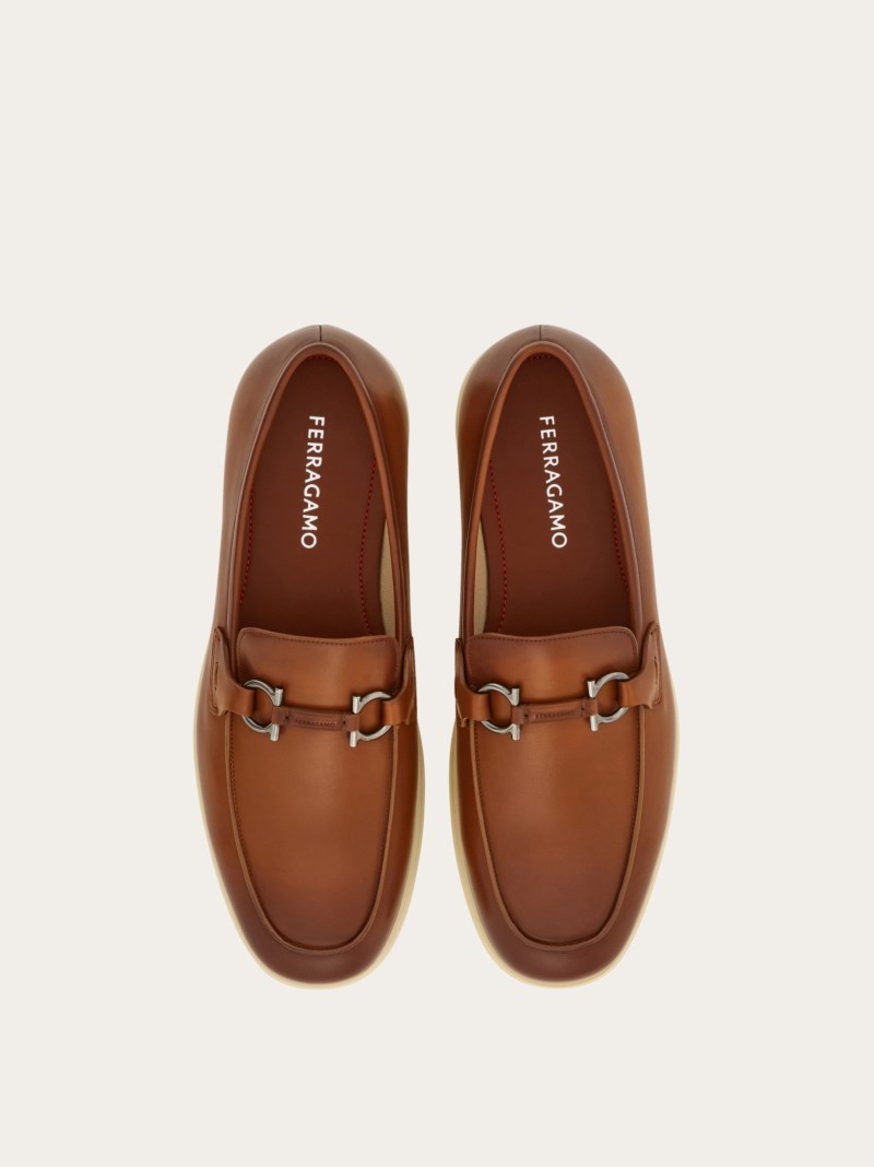 Ferragamo | Men's Casual Loafer With Gancini Ornament - Sella/Natural Nude
