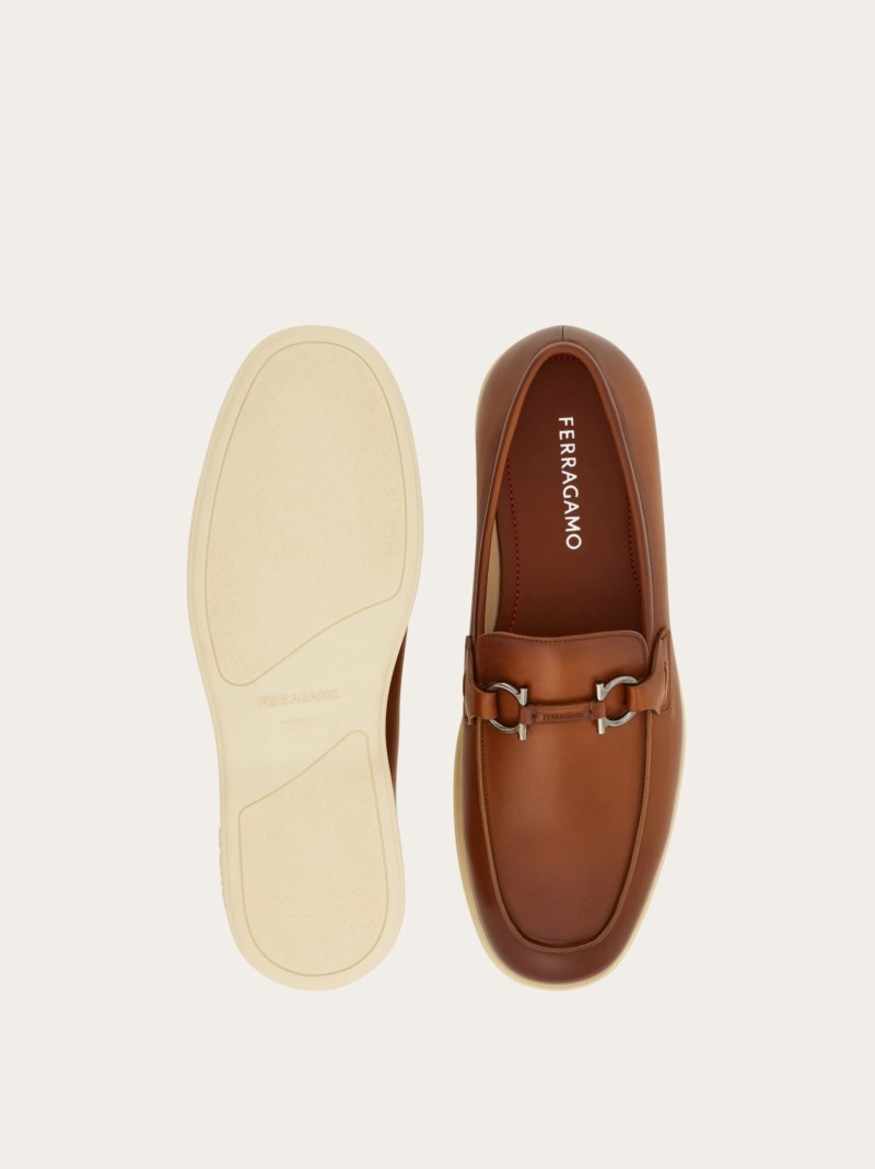 Ferragamo | Men's Casual Loafer With Gancini Ornament - Sella/Natural Nude