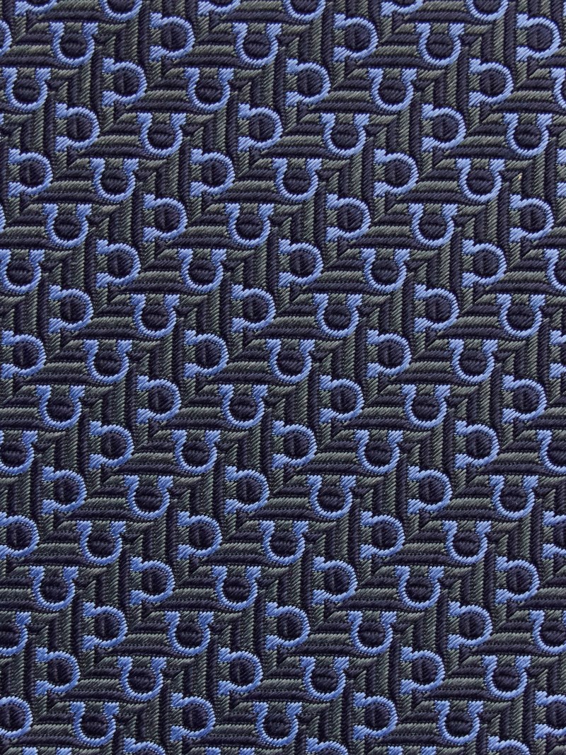 Ferragamo | Men's Jacquard Tie With Diagonal Gancini - Dark Blue