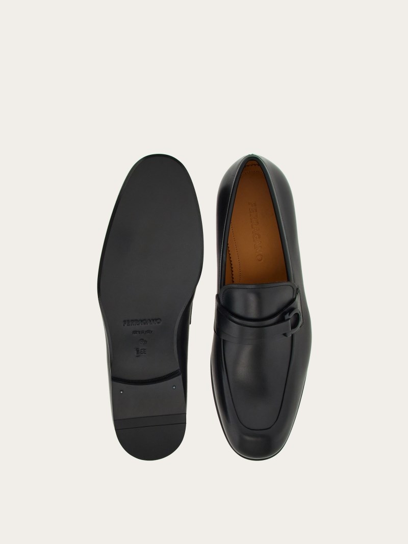 Ferragamo | Men's Moccasin With Gancini Ornament - Black