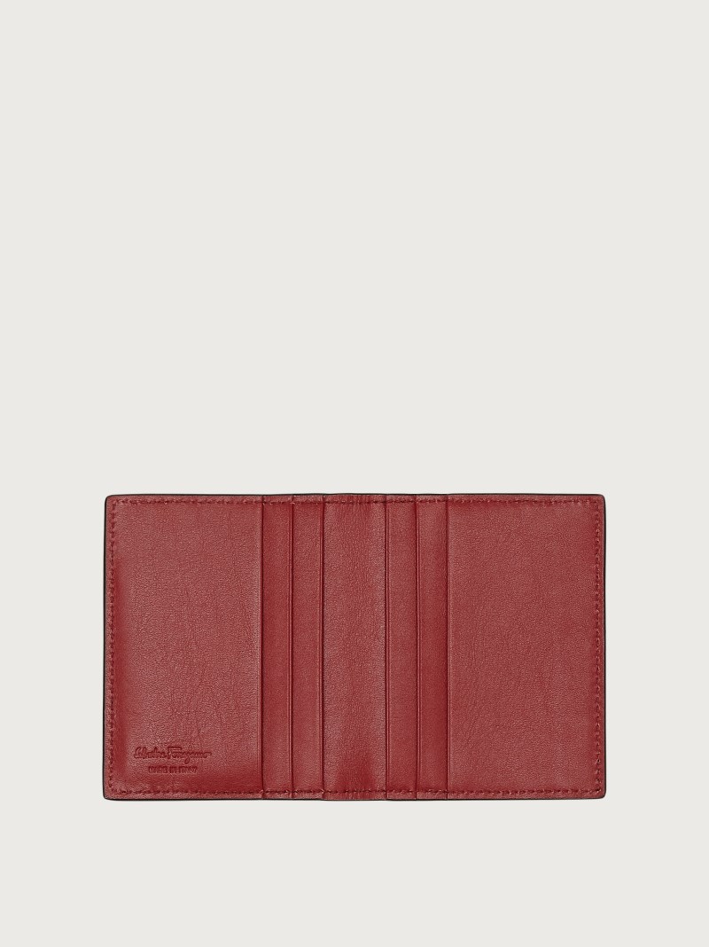 Ferragamo | Men's Gancini Credit Card Holder - Black/Ferragamo Red