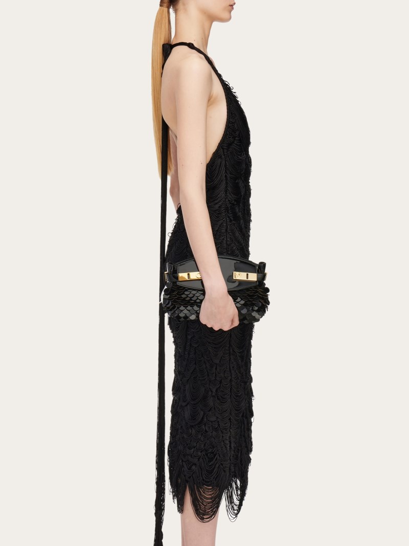Ferragamo | Women's Hug Soft Crossbody Bag With Sequins - Black