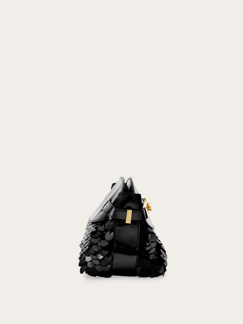Ferragamo | Women's Hug Soft Crossbody Bag With Sequins - Black