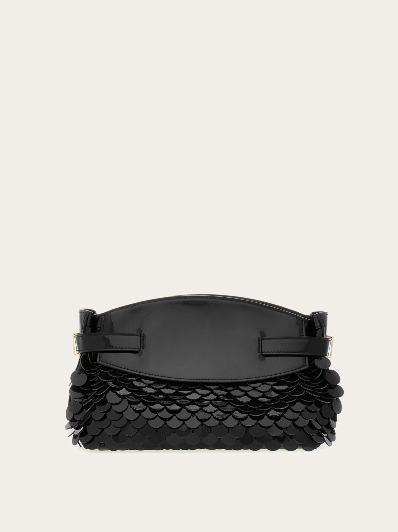 Ferragamo | Women's Hug Soft Crossbody Bag With Sequins - Black