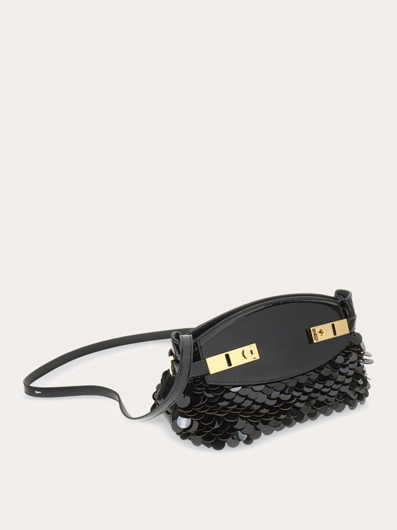 Ferragamo | Women's Hug Soft Crossbody Bag With Sequins - Black