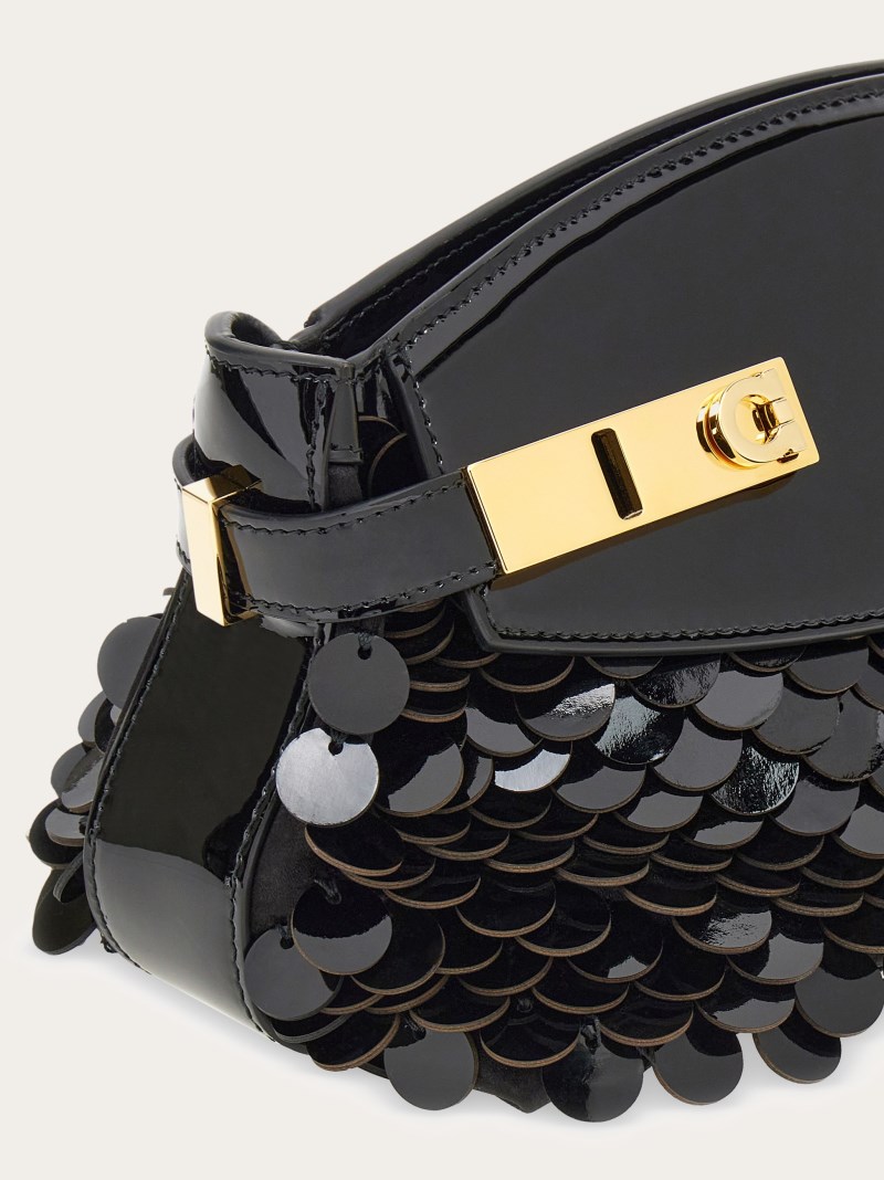 Ferragamo | Women's Hug Soft Crossbody Bag With Sequins - Black
