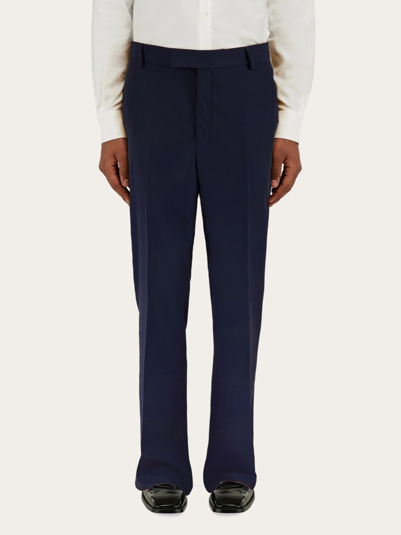 Ferragamo | Men's Flat Front Trouser - Navy Blue
