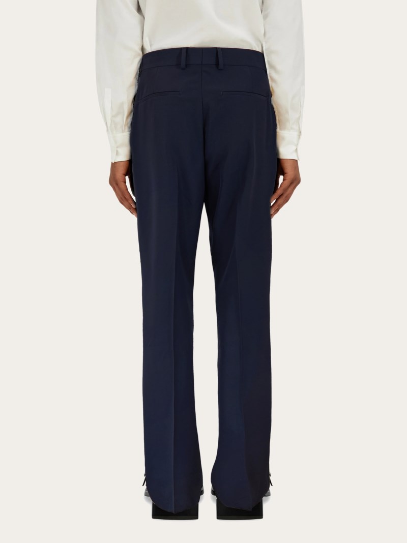 Ferragamo | Men's Flat Front Trouser - Navy Blue