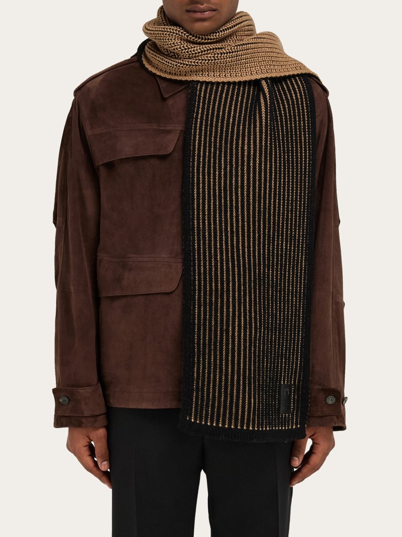 Ferragamo | Men's Two-Tone Scarf - Black/Camel
