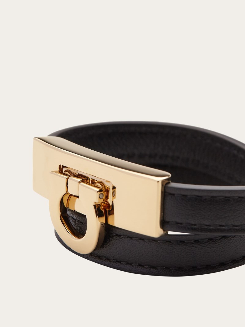 Ferragamo | Women's Gancini Double Twist Bracelet - Black (Size 15)