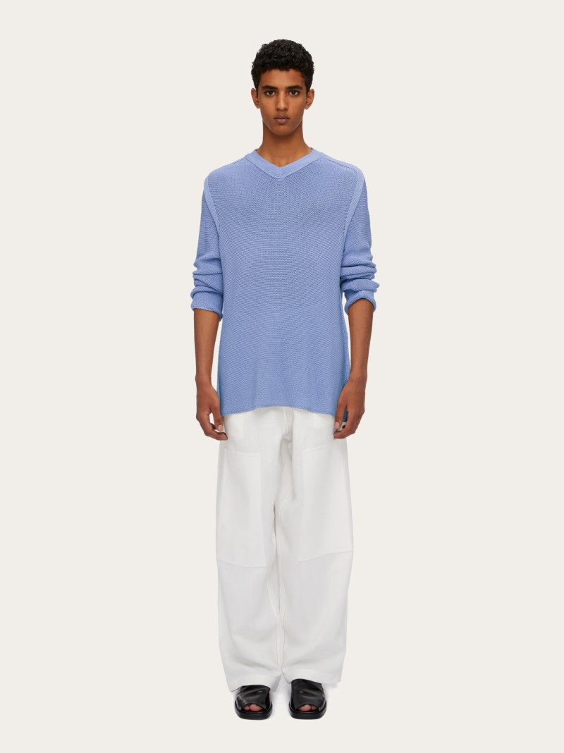 Ferragamo | Men's V-Neck Sweater - Oxford Blue