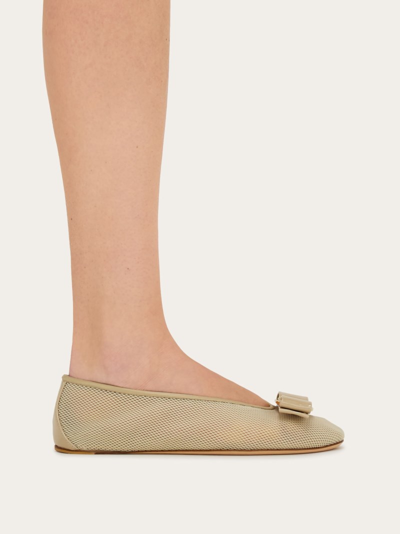Ferragamo | Women's Vara Bow Ballet Flat - Stone