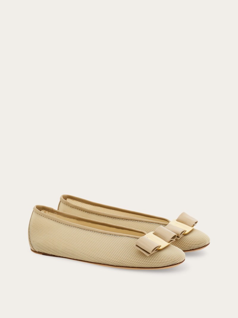 Ferragamo | Women's Vara Bow Ballet Flat - Stone