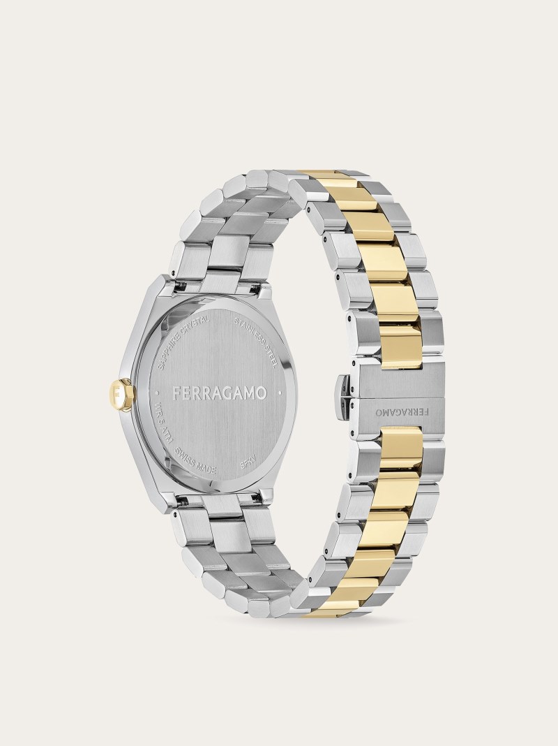 Ferragamo | Men's Vega Upper East Watch - Steel/Ip Yellow Gold/White